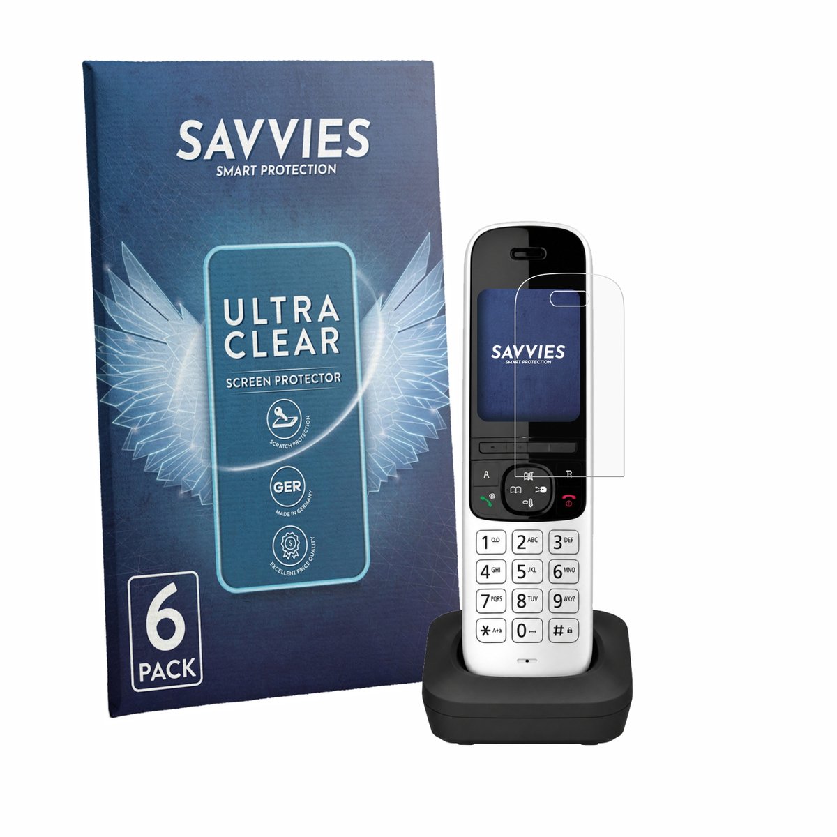 Savvies - Screenprotector voor Panasonic KX-TGH723 - Folie Beschermfolie transparant 6 Stuks