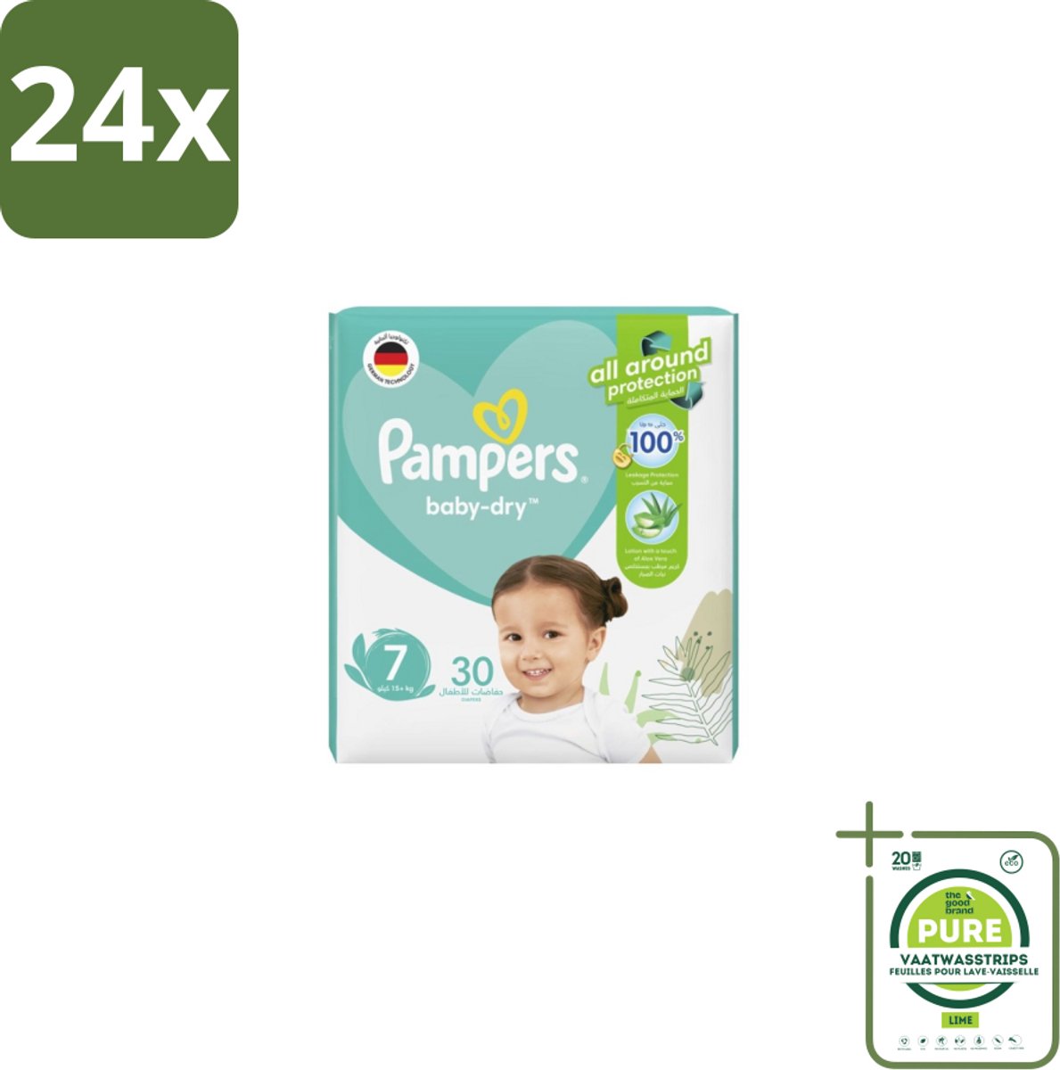 Pampers – Luiers – Active Baby Dry Maat 7 – 30 Luiers - Voordeelverpakking - 24 stuks - Luiers voor baby - Droge luiers