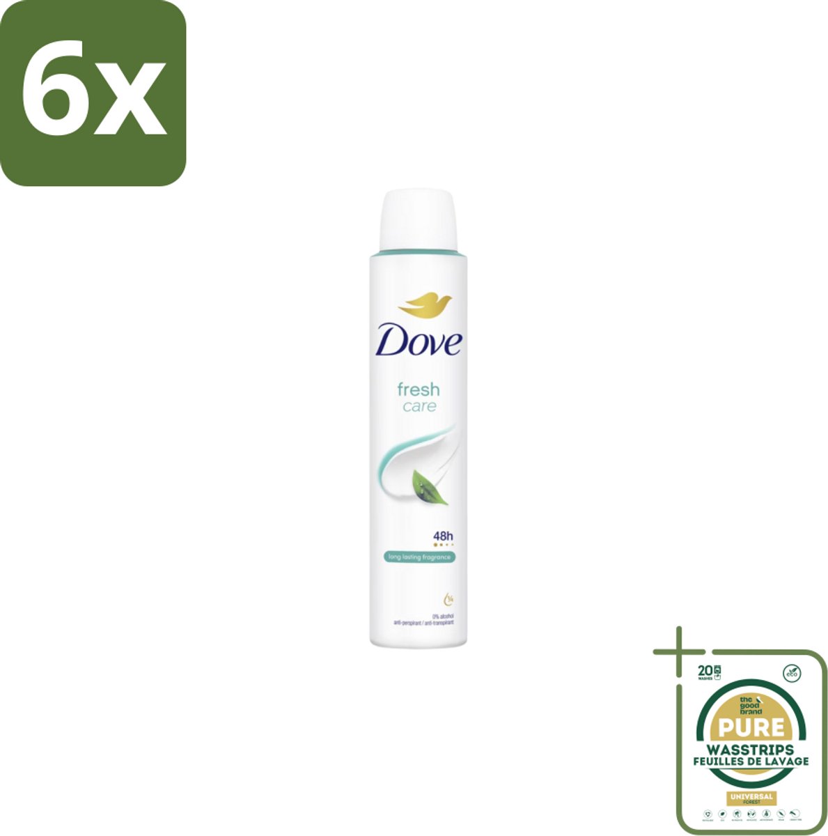 Dove – Deodorant Spray – Fresh Care – 200 ml - Voordeelverpakking - 6 stuks - Geurvermindering - Fris