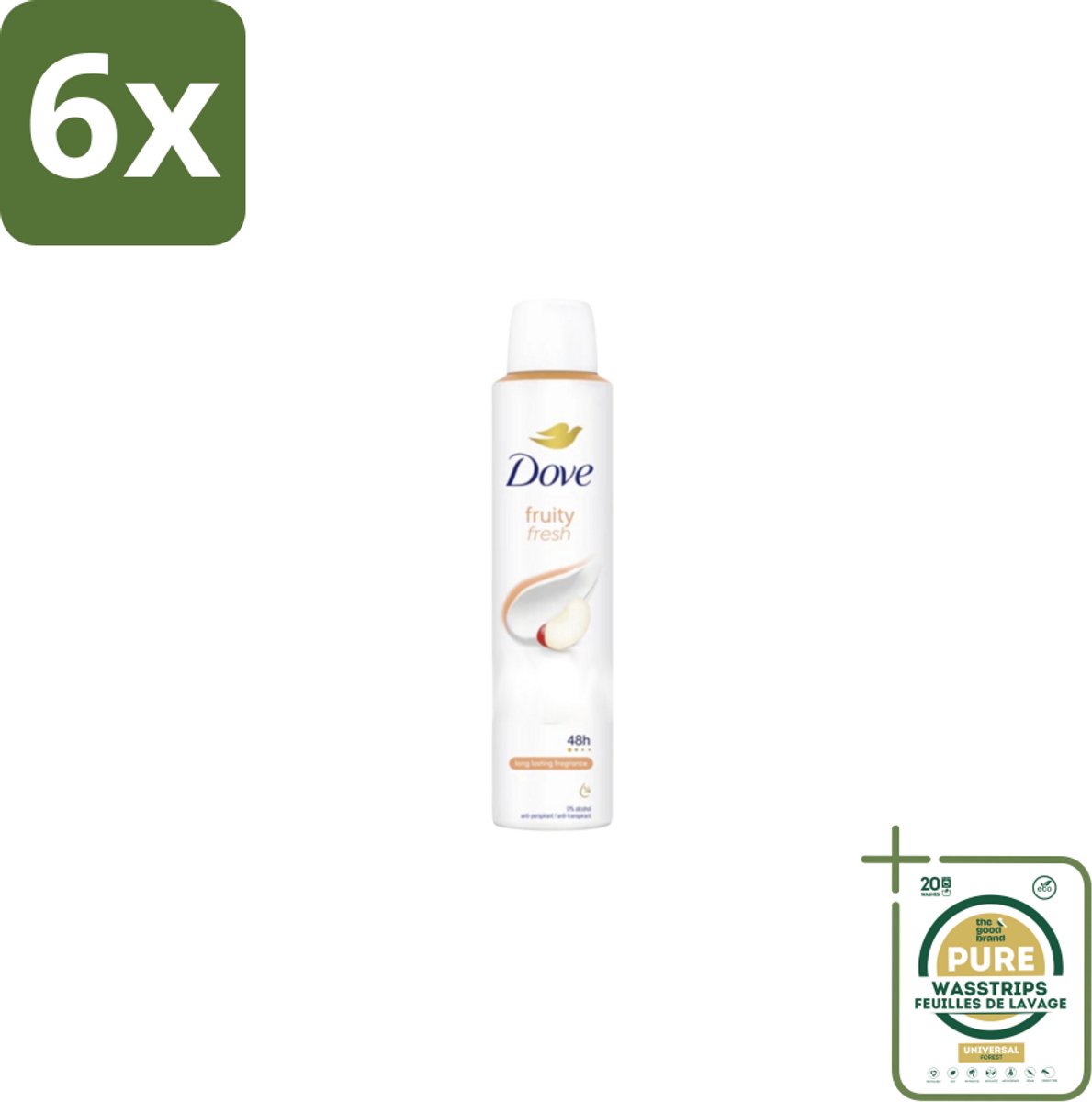 Dove – Deodorant Spray – Fruity Fresh – 200 ml - Voordeelverpakking - 6 stuks - Okselgeur - Fris