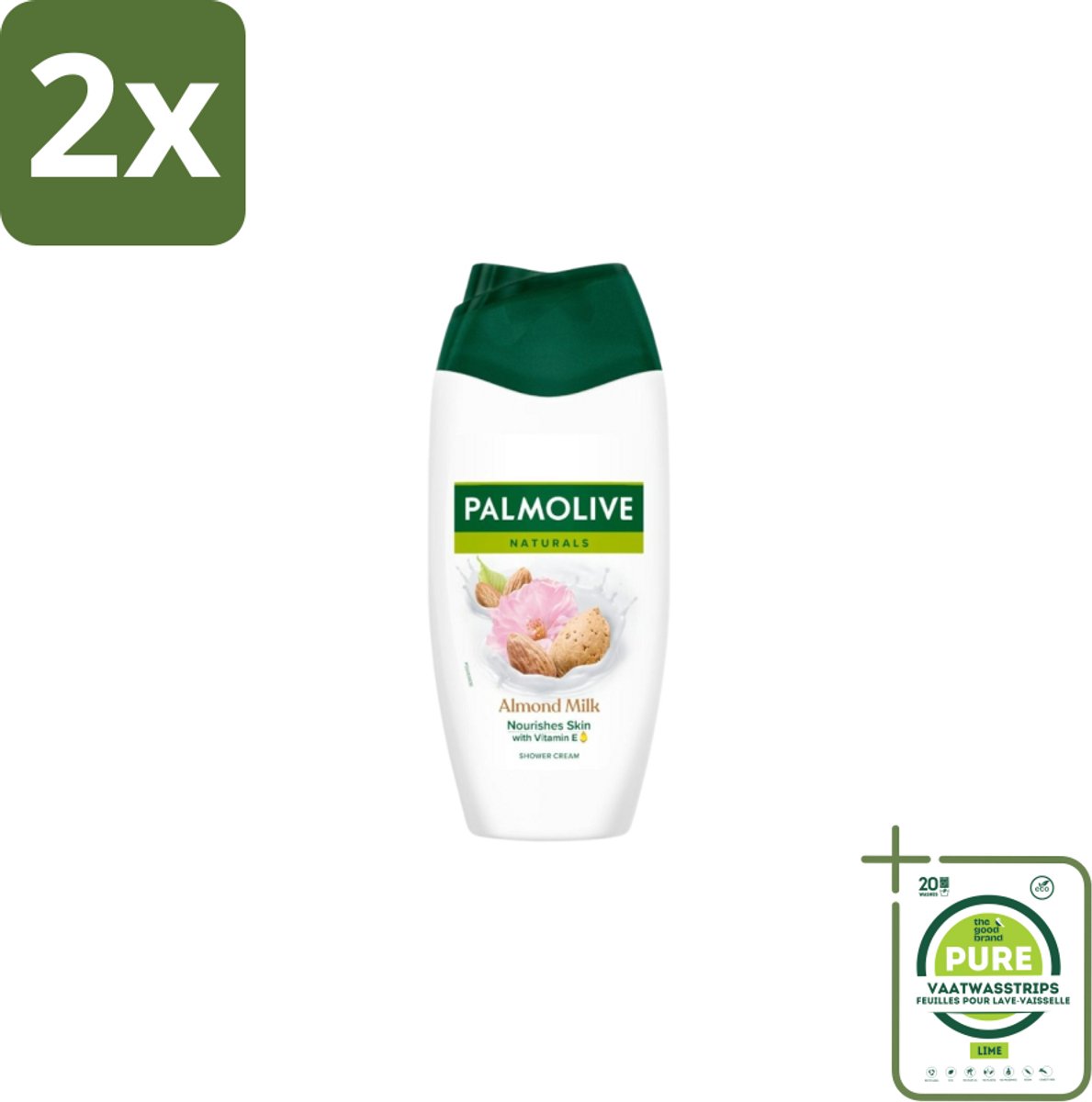 Palmolive Douchecrème Naturals Amandelmelk 250 ml - Voordeelverpakking - 2 stuks - Douchegel amandel - Zachte reiniging