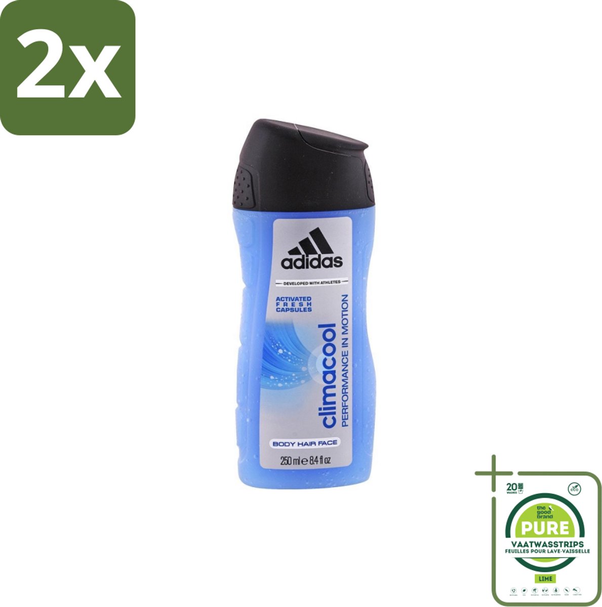 Adidas – Douchegel – Climacool Men – 250 ml - Voordeelverpakking - 2 stuks - Douchegel - Frisheid