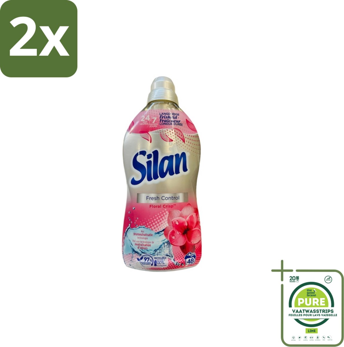 Silan – Wasverzachter – Fresh Control Floral Crisp – 1056 ml - Voordeelverpakking - 2 stuks - Wasverzachter - Frisheid