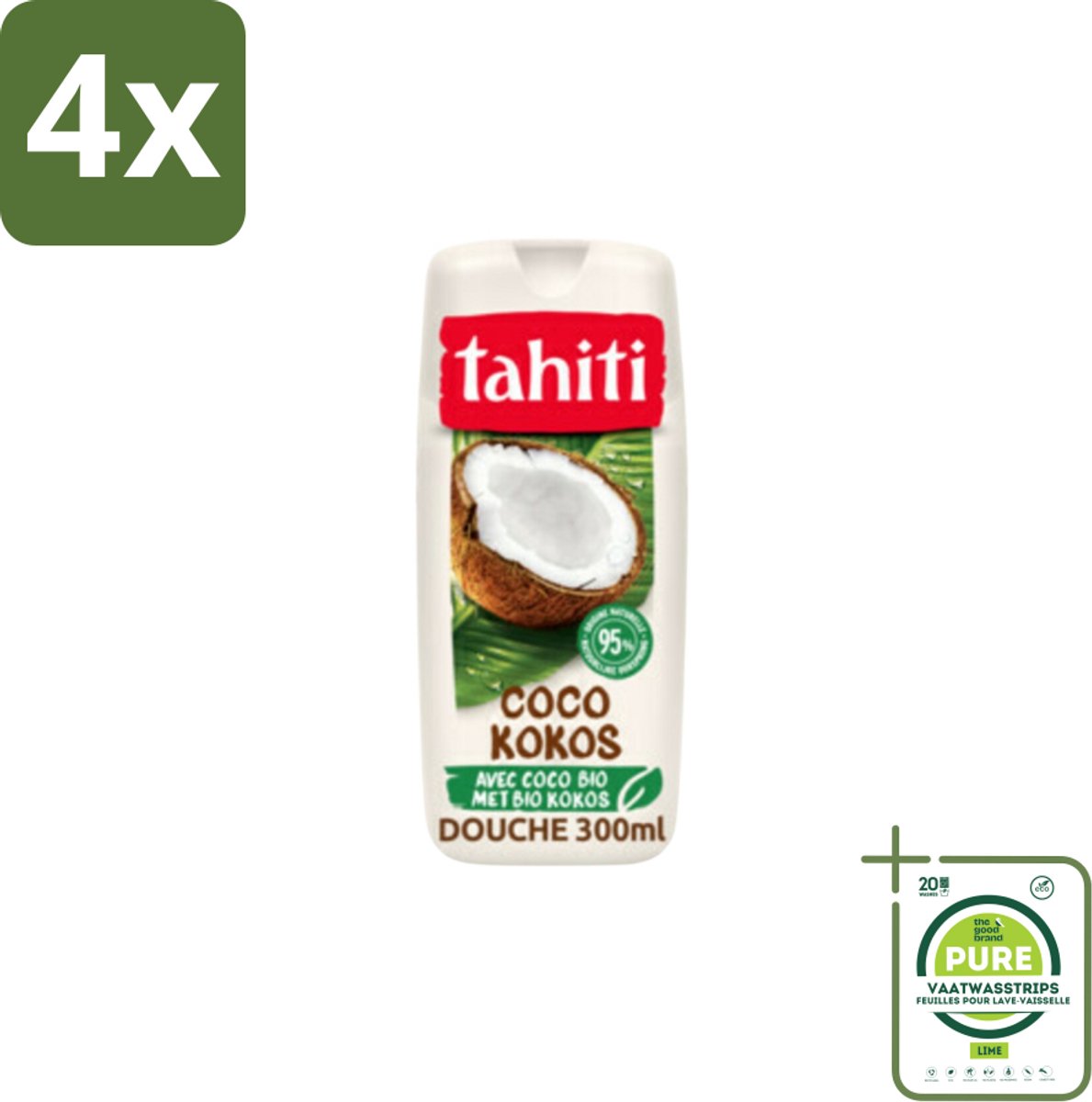 Tahiti – Douchegel – Coco - 315 ml - Voordeelverpakking - 4 stuks - Douchegel kokos - Kokosgeur