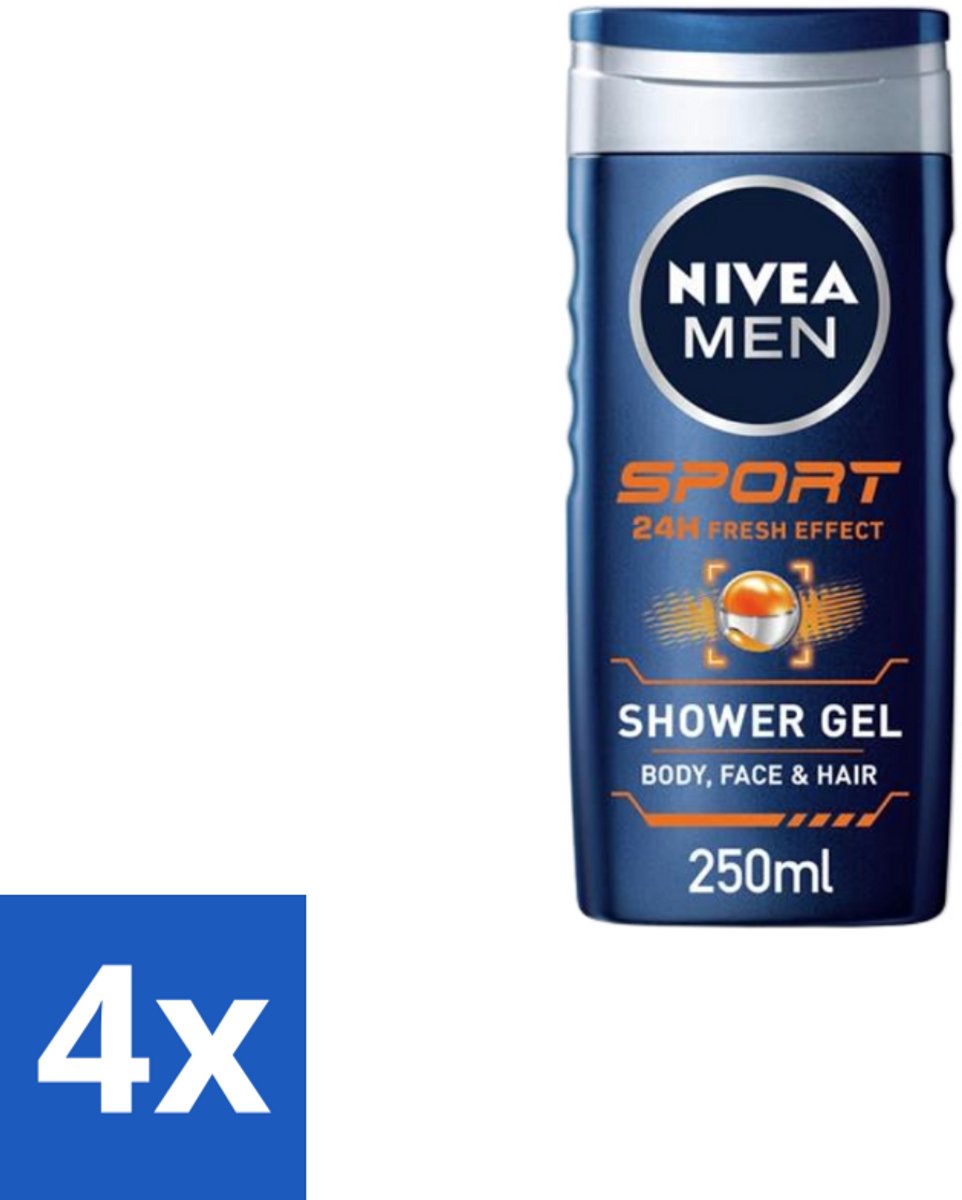 NIVEA MEN – Douchegel – Sport – 250 ml - Voordeelverpakking - 4 stuks