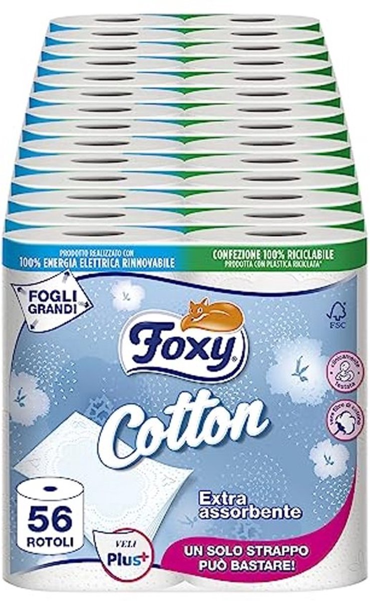 Katoen toiletpapier 5-laags - 56 extra grote rollen - 100% FSC-gecertificeerd en recyclebaar