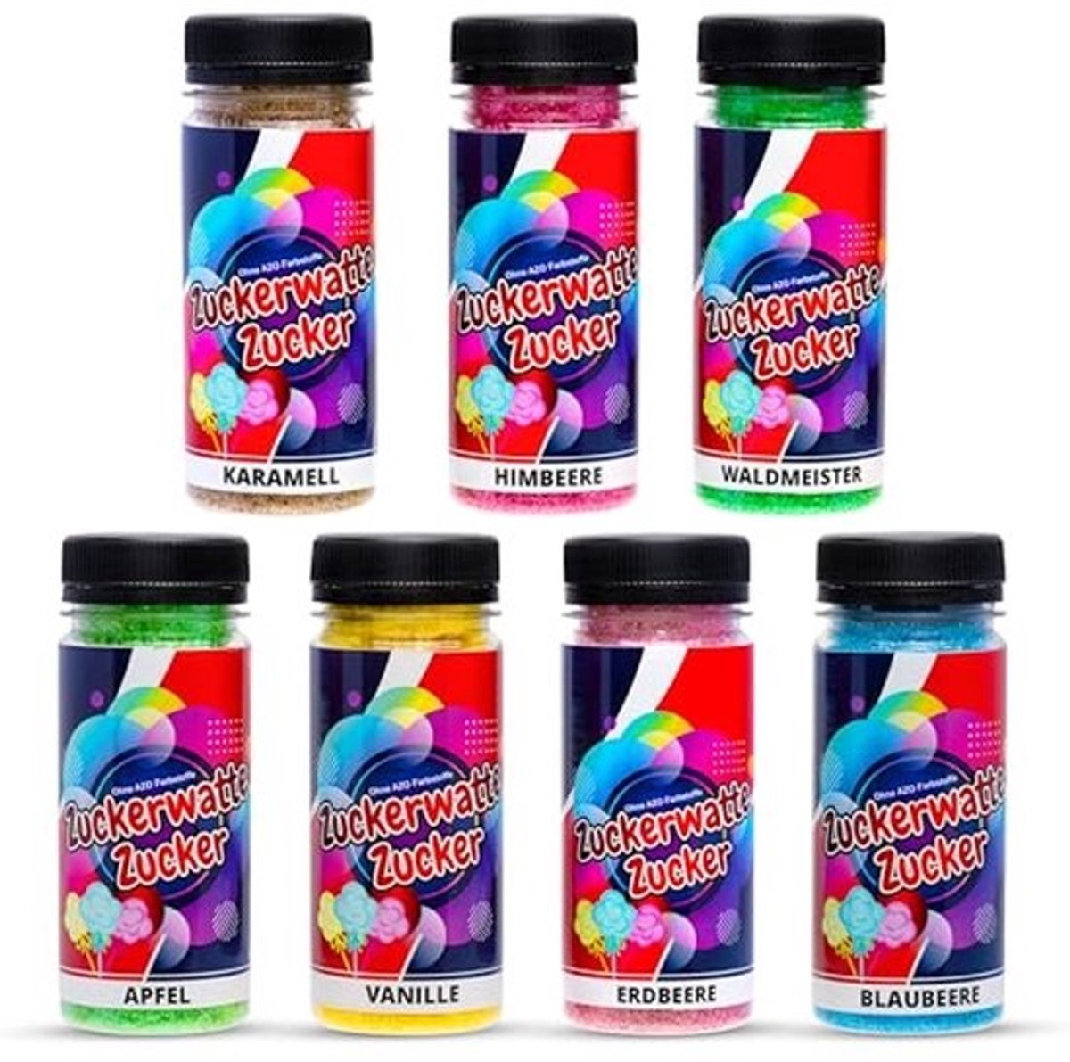 Suikerspin Suikerset met 7 Smaken voor Suikerspin Machine - Aroma en Kleurstoffen