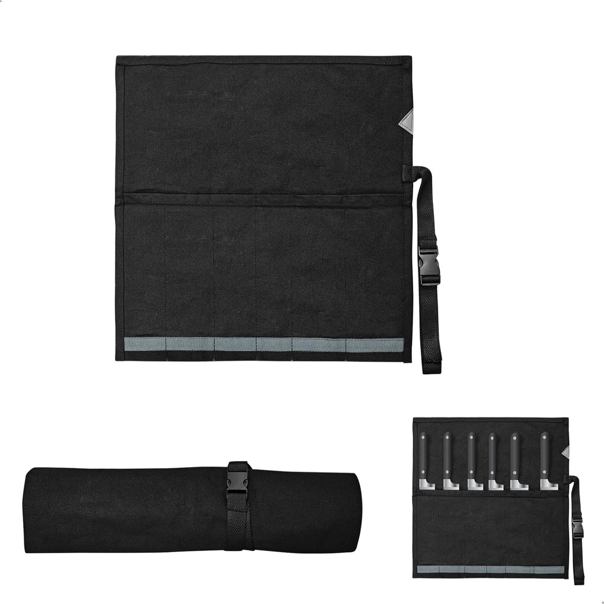 Professionele Messentas met 5 Compartimenten, Ideaal voor Koks, 47.5 x 27.5 cm, Zwart en Duurzaam