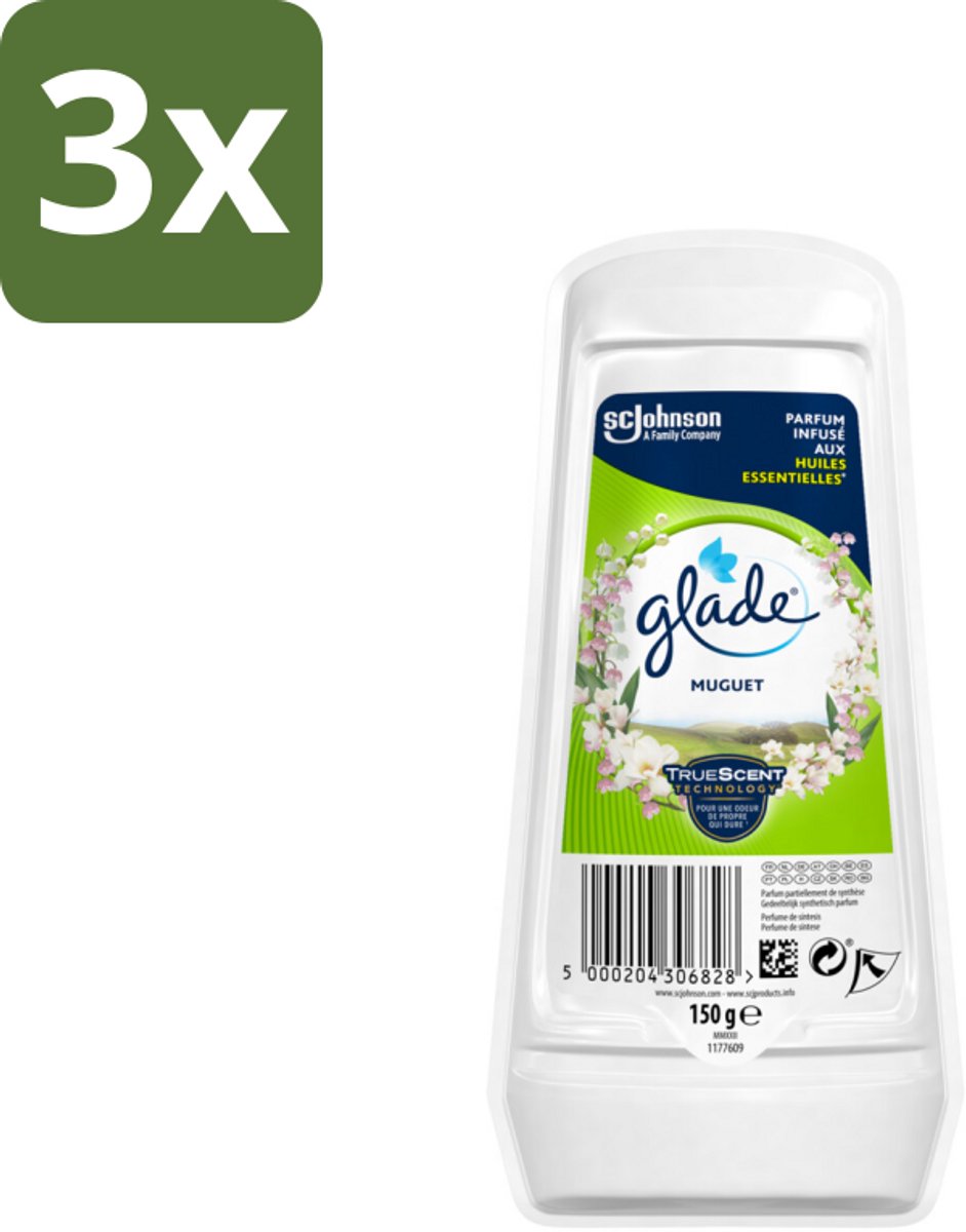 Glade – Luchtverfrisser Gel – Muguet – 150 g - Bulkverpakking - 3 stuks
