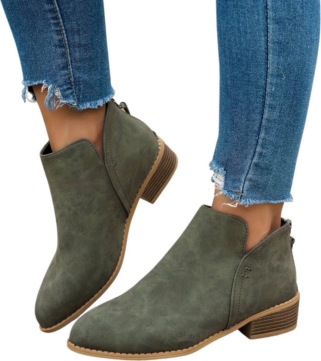 Currero Dames Cowboy Laarzen Hoge Hak Enkellaarzen Kniehoge Western Boots Chelsea 41 5 Groen
