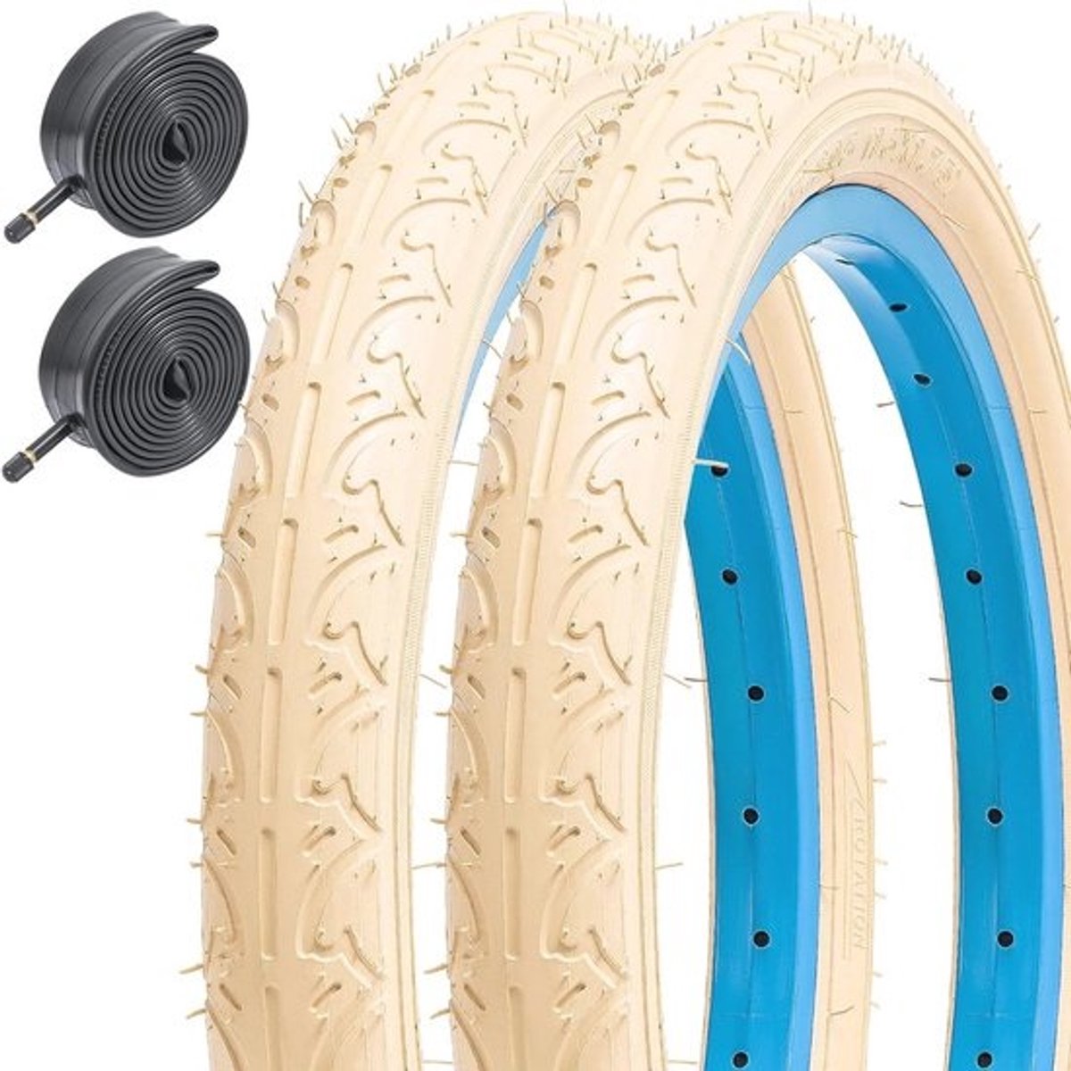 Beige Fietsband 16x1,75 voor Kinderen - Versterkte Binnenbanden met Schrader Ventiel