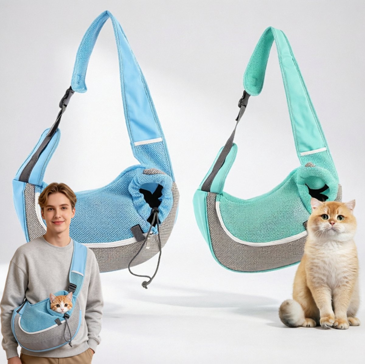 Namajunas - Draagtas hond en kat - 2 stucks - Ademende stof - Huisdierentas - Hondenrugzak - Tot 7kg - Hondentas - harnas voor kleine katten en honden - Kattentas - Draagzak honden - Reistas kat & hond - Dieren honden rugzak
