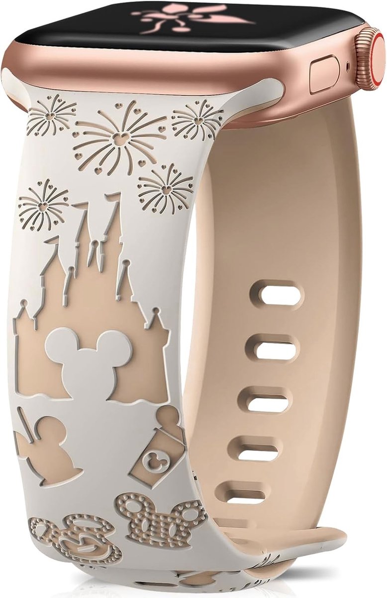 Schattige Anime Cartoon Gegraveerde Siliconen Horlogeband voor Apple Watch Series 11, 46mm/49/45/44/42, Comfortabele en Duurzame Armbanden voor Dames
