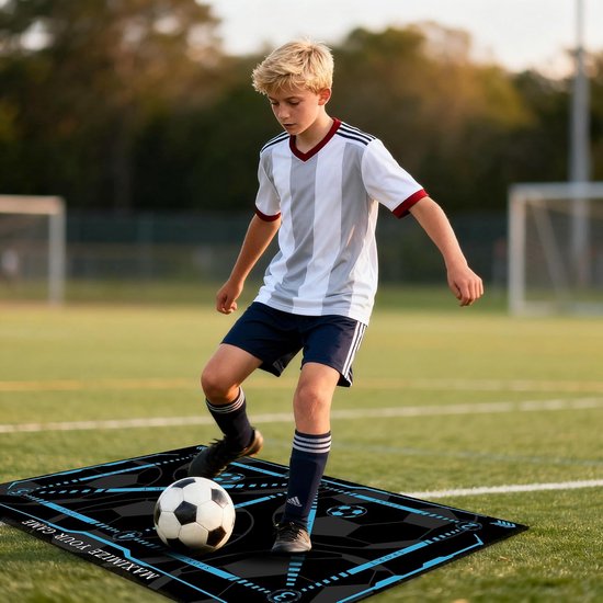 Voetbal Trainingsmat - Bal Controle Mat - Voetbal Techniek Oefenen - Strategisch Gemarkeerde Zones - 90 x 60 cm - Zwart — afbeelding 2