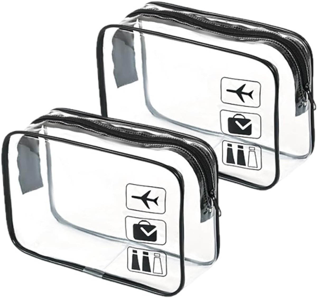 Transparante Make-up Tas met Rits, Cosmetica Organizer voor Reizen, Set van 2 Stuks, Ideaal voor Schoonheid en Accessoires