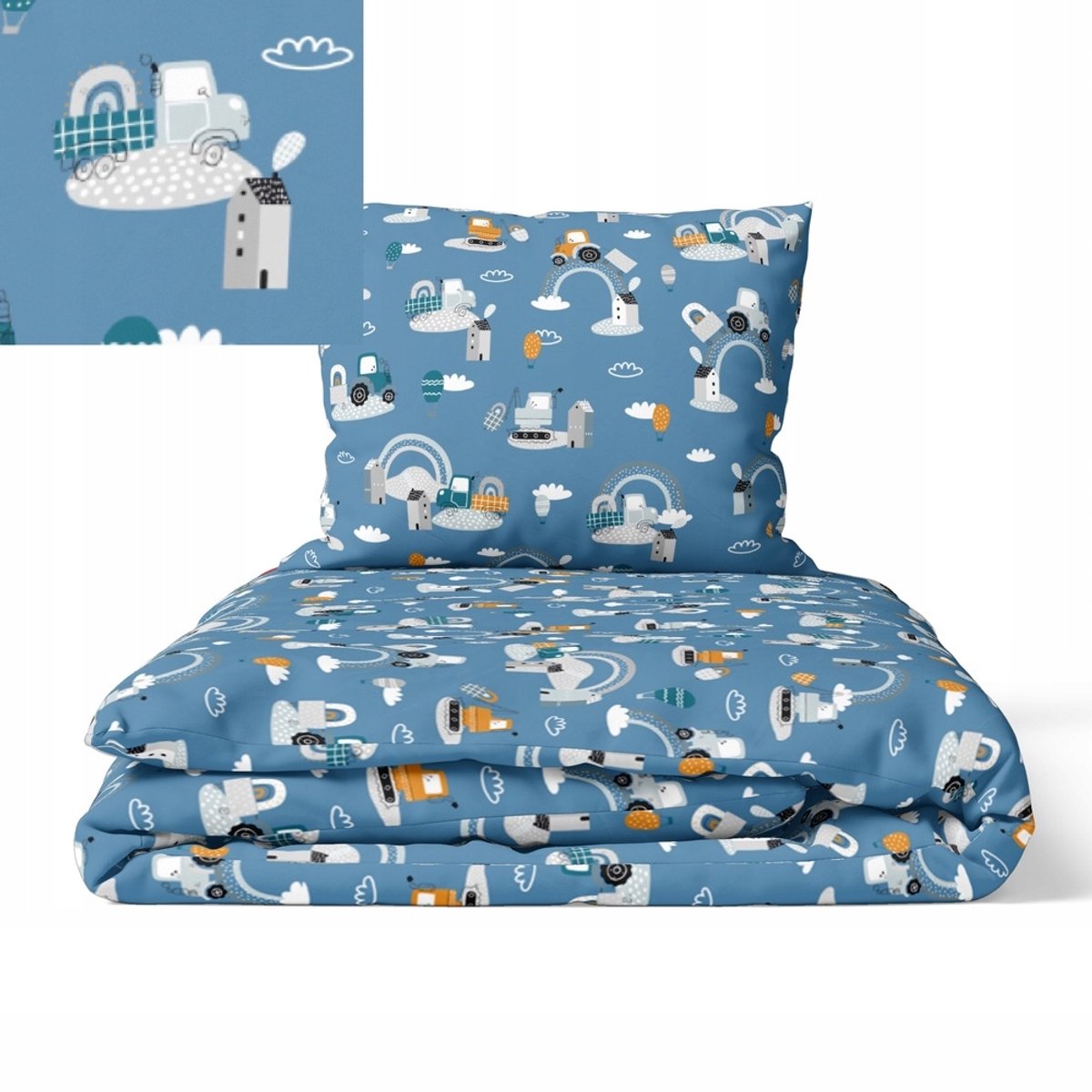 Kinderbed 140x200cm 100% katoen met graafmachine print