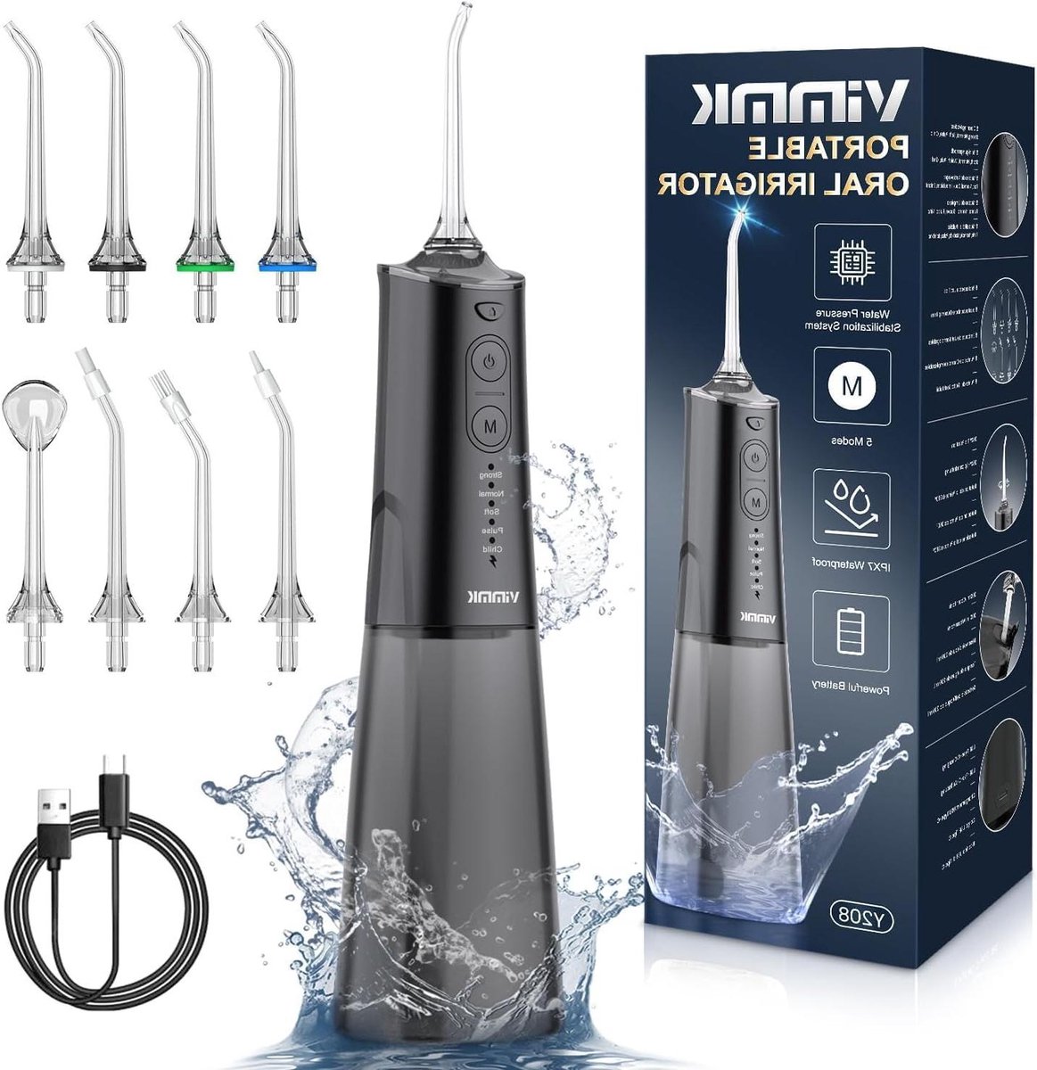 Elektrische Monddouche - Water Flosser - Mondhygiëne Verbeteren - 5 standen 8 spuitstukken - 300 ml tank - Wit