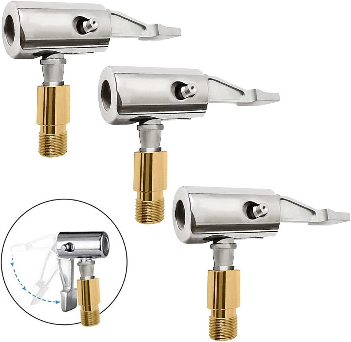3-delige 8mm Ventieladapter voor Auto, Fietsen en Tubeless Ventielen, Robuuste Aluminium Luchtpomp Adapter met Snelsluiting en Leversysteem, Ideaal voor Bandenopblazen