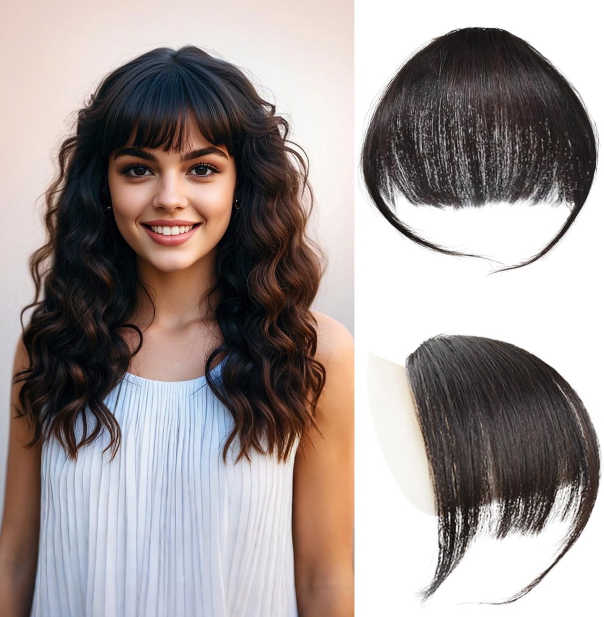 Natuurlijke Clip-In Pony, 100% Echte Haarstuk, Remy Haar Fringe voor Vrouwen, Bruin-Zwart, Gemakkelijk te Bevestigen en Stijlvol