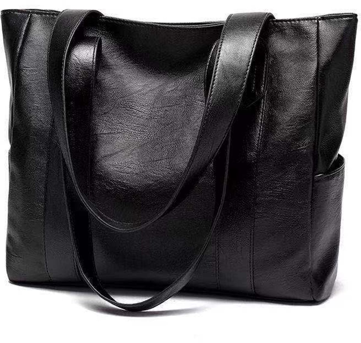 Chique Zwarte PU Lederen Tote Bag - Veelzijdig & Ruim