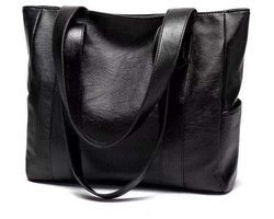 Chique Zwarte PU Lederen Tote Bag - Veelzijdig & Ruim