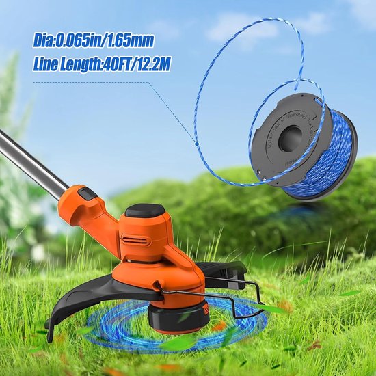 Vervangende Trimmer Spoel met 12.2m x 1.65mm Draad voor Diverse Grastrimmers, Geschikt voor GL315, GL350, GL650 en meer (8 Spoelen + 1 Deksel) — afbeelding 3
