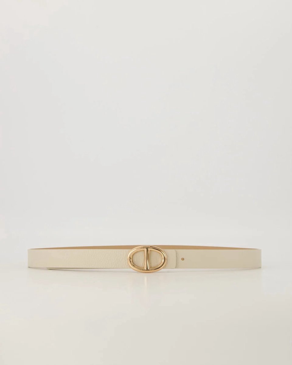 Teatro - Mirjam - Riem - Dames - Classic Grain - Leer - Ecru - Gouden detail - 105 cm