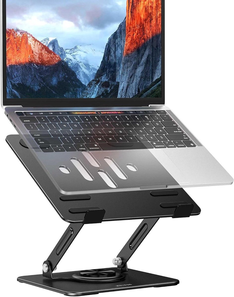 Laptopstandaard - Notebookhouder - Ergonomisch werken - 360 graden draaibaar - 10-14 inch - Zwart