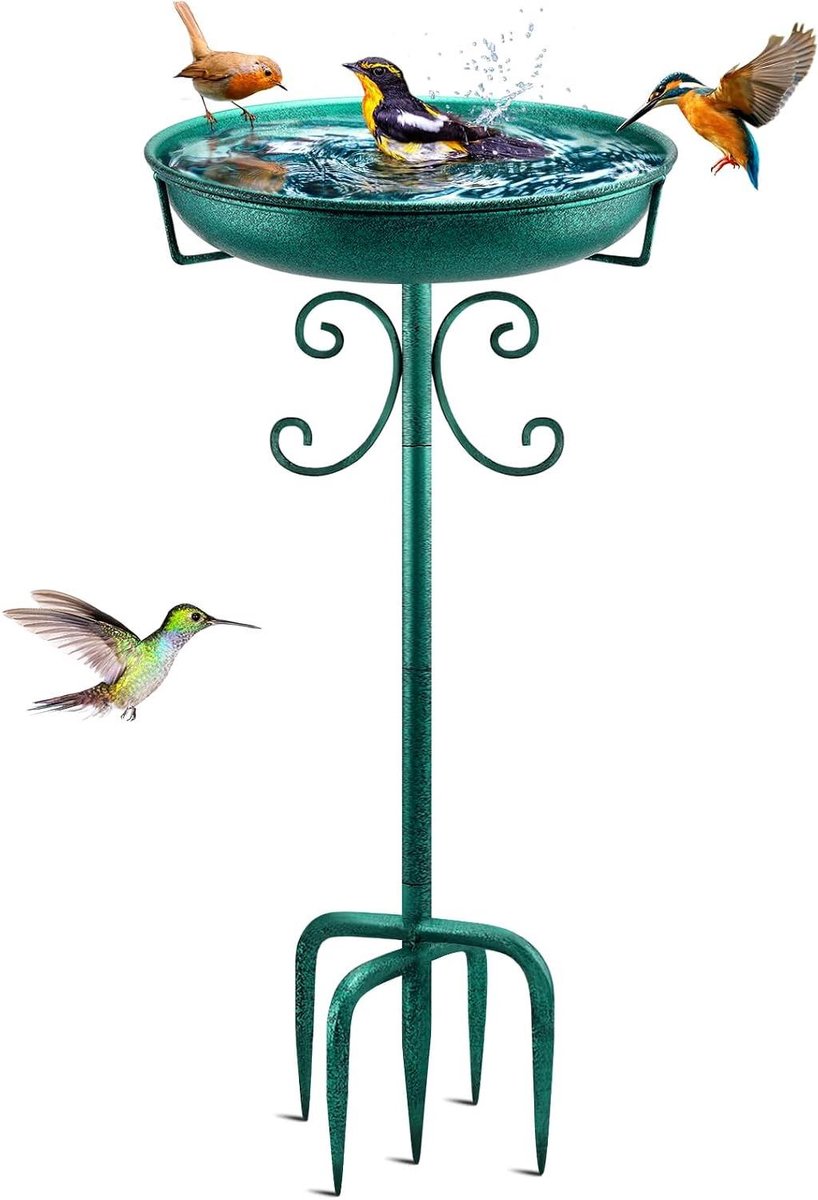 Vogelbad Paradijs - Vogel Drinkbak - Tuin Decoratie - Verstevigd 5-armig Onderstel - 35cm Diameter - Groen
