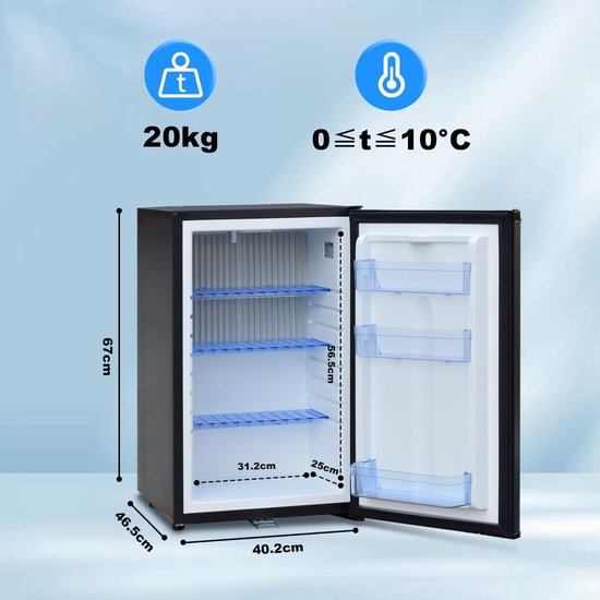 Draagbare Koelkast - Mini Koelkast - Kamperen en Reizen - Stille Absorptiekoeling - 50 Liter - Zwart — afbeelding 2