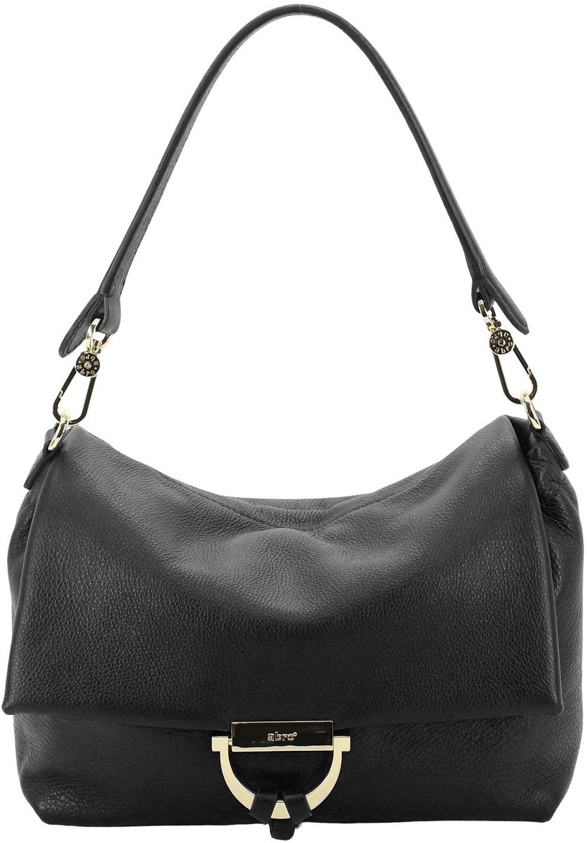 abro Leren schoudertas Leather Dalia Temi Shoulder Bag Black / Gold zwart