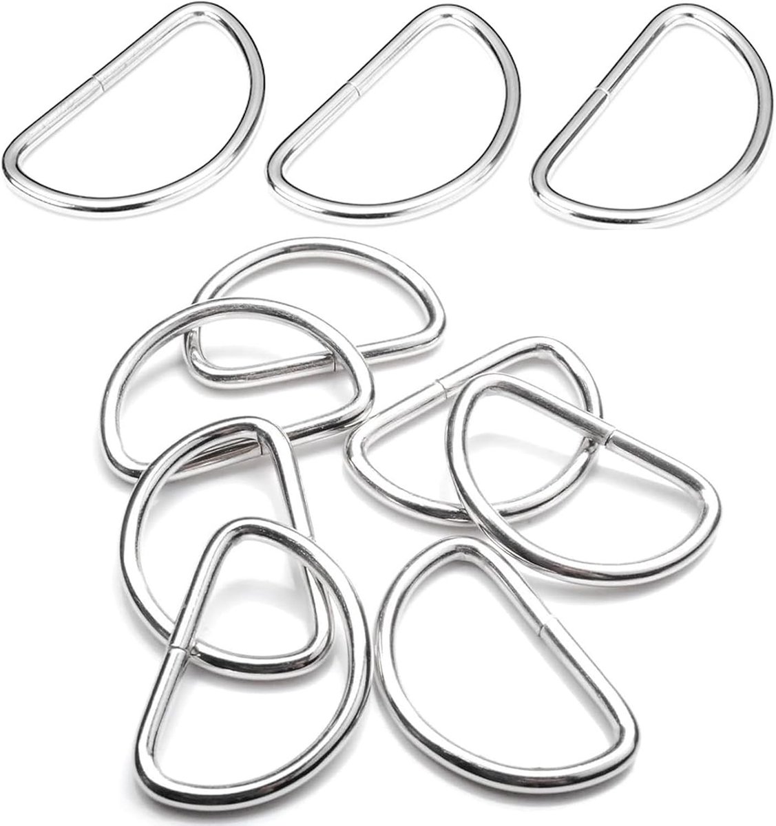 D-Ring Buckles Set van 30 Stuks, Halfronde Metalen Ringen voor Riemen, Tassen en DIY Accessoires
