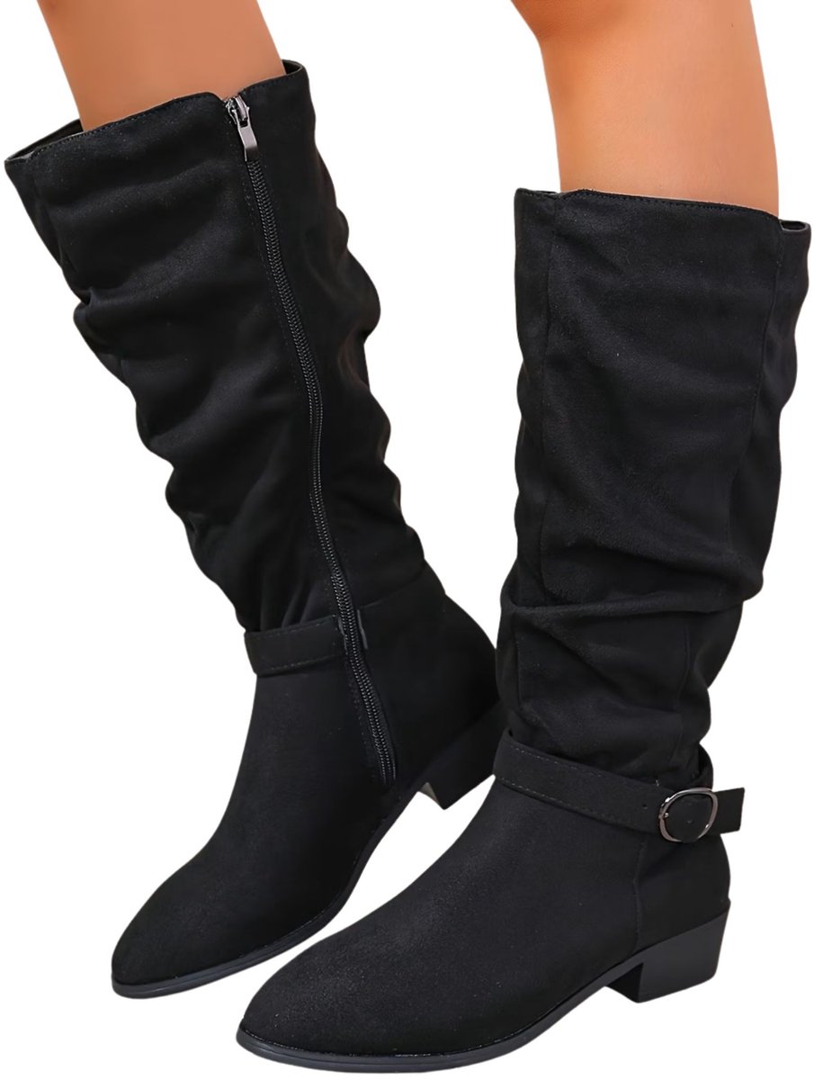 Currero Dames Cowboy Laarzen Hoge Hak Enkellaarzen Kniehoge Western Boots Chelsea 42 Zwart