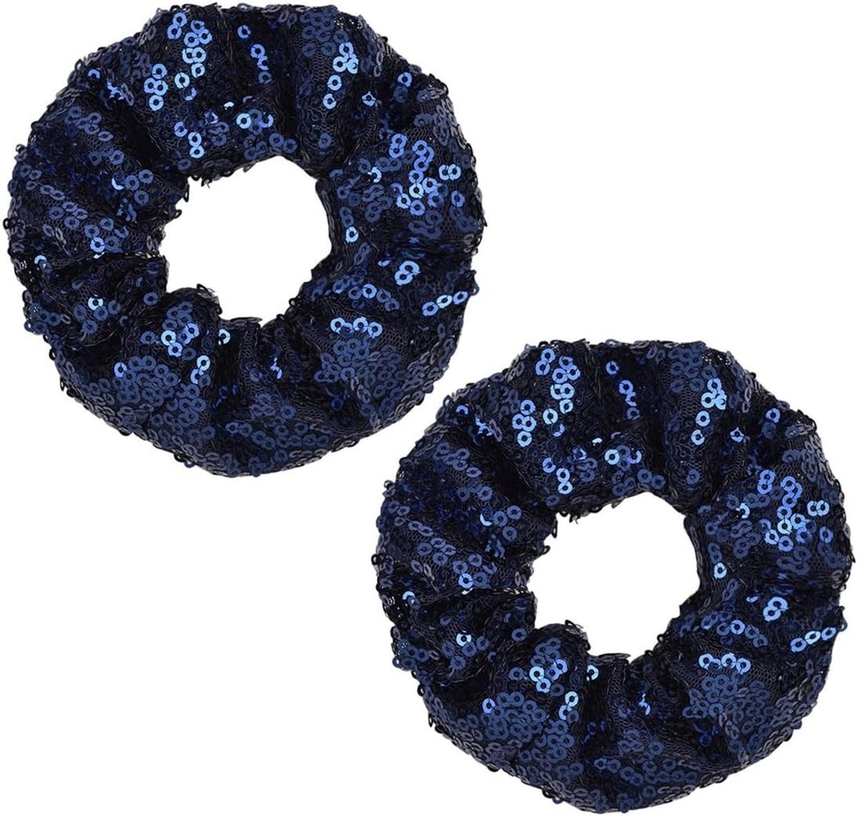 Elastische Haaraccessoires met Glanzende Sequins voor Vrouwen en Meisjes, Geschikt voor Lang, Dun, Dik en Krullend Haar, Blauw, Set van 2