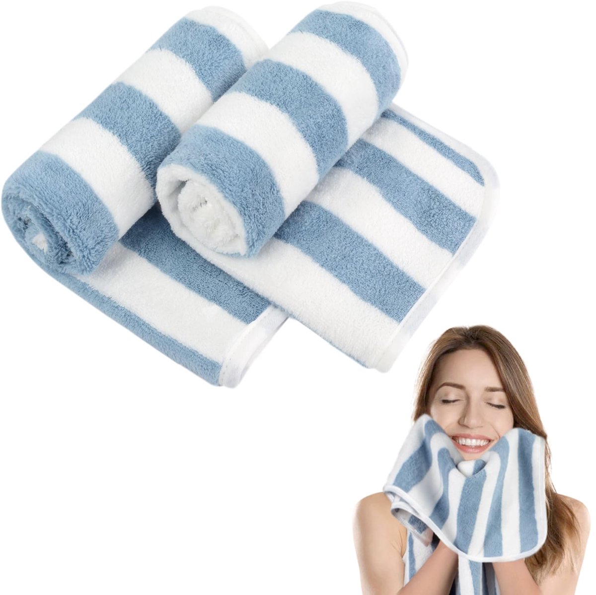 KinHwa Set van 2 zachte microvezel handdoeken voor badkamer, klein - ShopVlot
