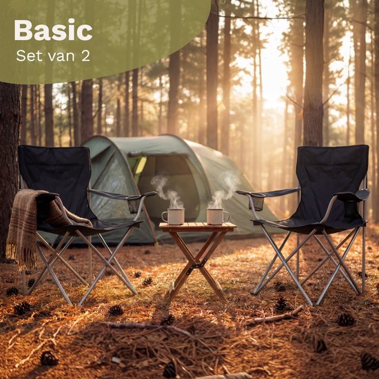 TRVLMORE Campingstoelen - Opvouwbaar - 2-Pack - 120KG Draagvermogen - Incl. Draagtas - Klapstoel - Visstoel - Kampeerstoel - Vouwstoel - Zwart van Merkloos — afbeelding 2