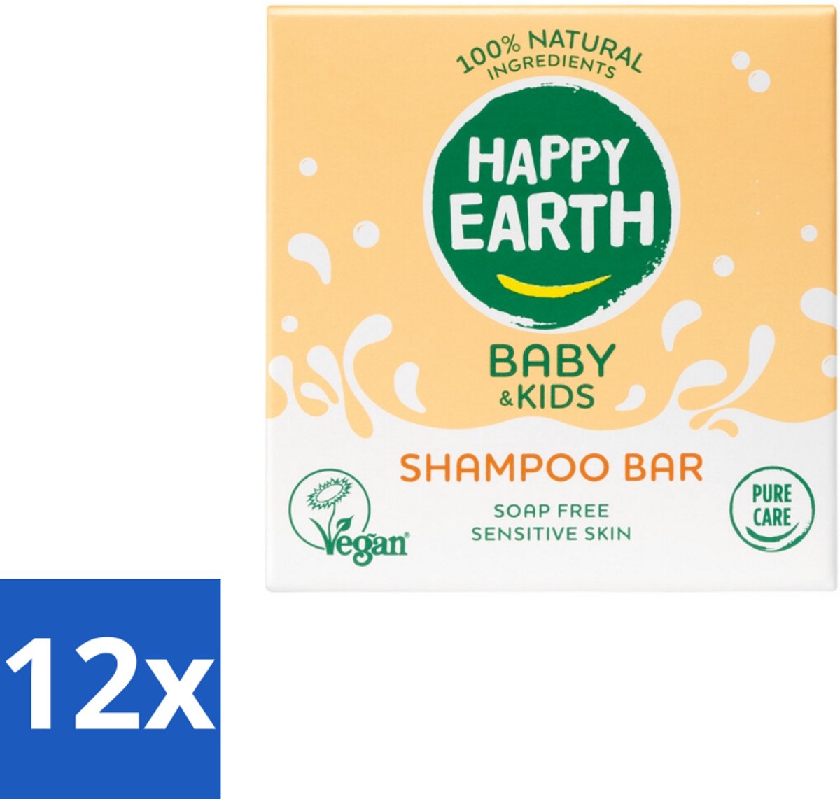12 x Happy Earth – Shampoo Bar – 100% Natuurlijk Baby & Kids – 50 g - Baby Haar Verzorging - Kind Haar Shampoo - Natuurlijke Shampoo Bar - Zeepvrije Shampoo - Allergeen Veilig
