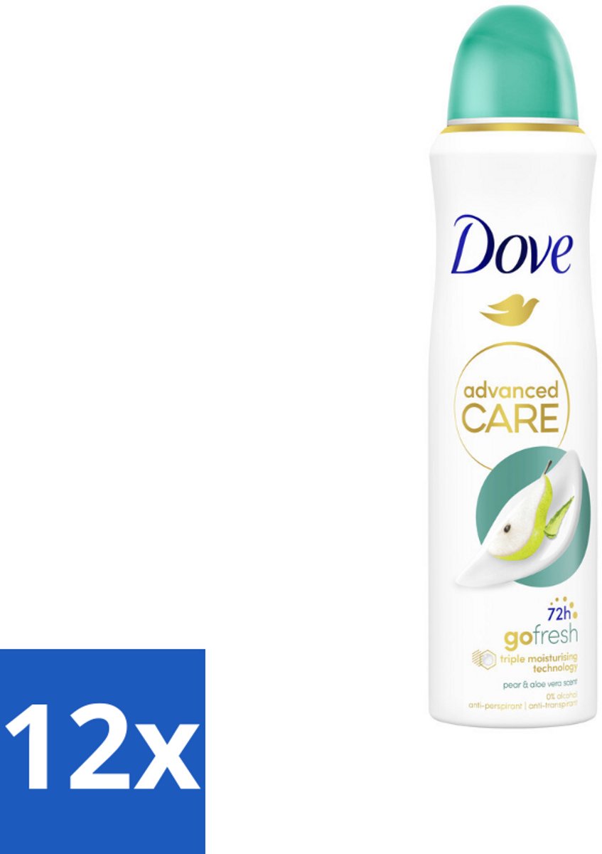 12 x Dove – Deodorant Spray – Peer & Aloe Vera – 150 ml - Anti-transpirant - Deodorant Spray - Zweetvermindering - Frisse Geur - Huidverzorging