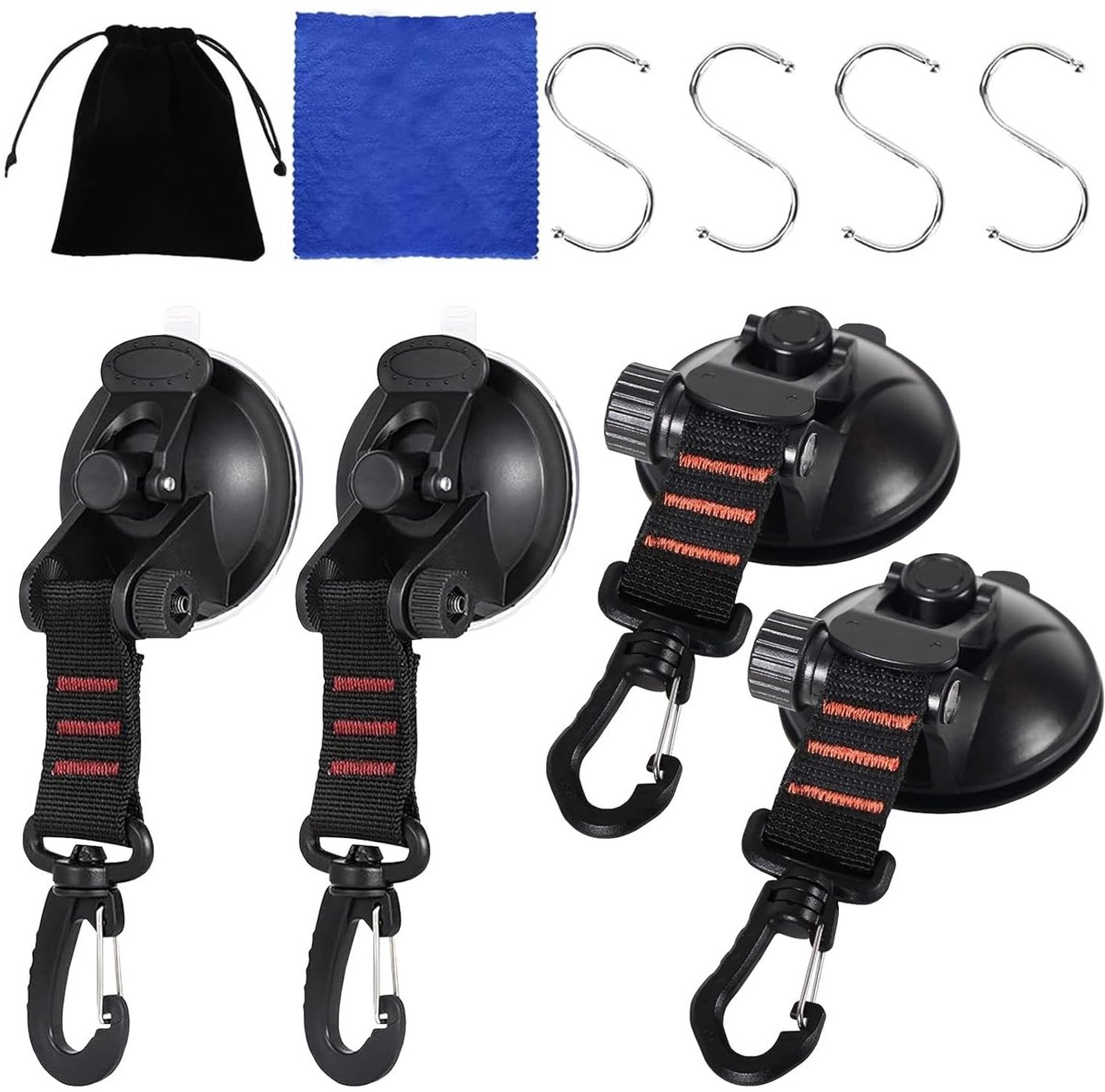 Sterke zuignappen met haken, multifunctionele zuignappen voor auto, tenten en camper, 4 stuks