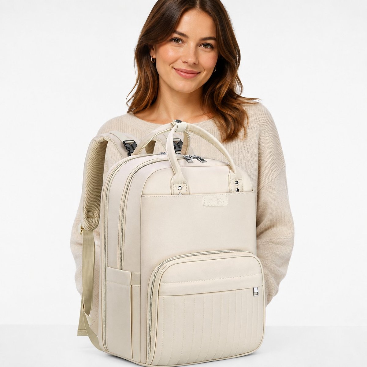 R&H® Luierrugzak voor baby's - Grote luiertas met kinderwagenriemen, luieronderlegger en geïsoleerde flessenzakken - Zwart
