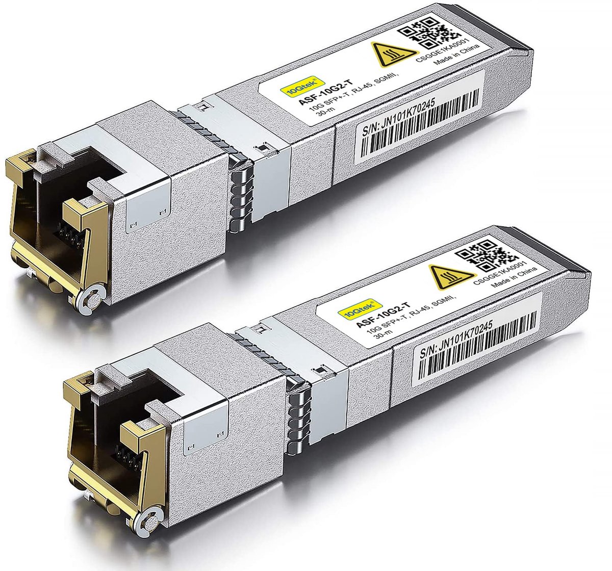 [2 pcs] 1.25/2.5/5/10GBase-T SFP+ RJ-45 CAT.6a copper transceiver 30 meter, compatible with Ubiquiti UniFi UF-RJ45-10G - ShopVlot