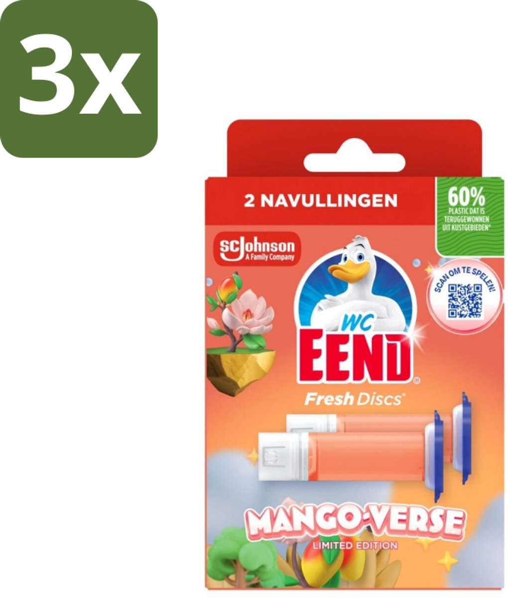 3 x WC Eend – Fresh Discs – Duo Navulling – Mango Verse – 72 ml - Koffiezetapparaat