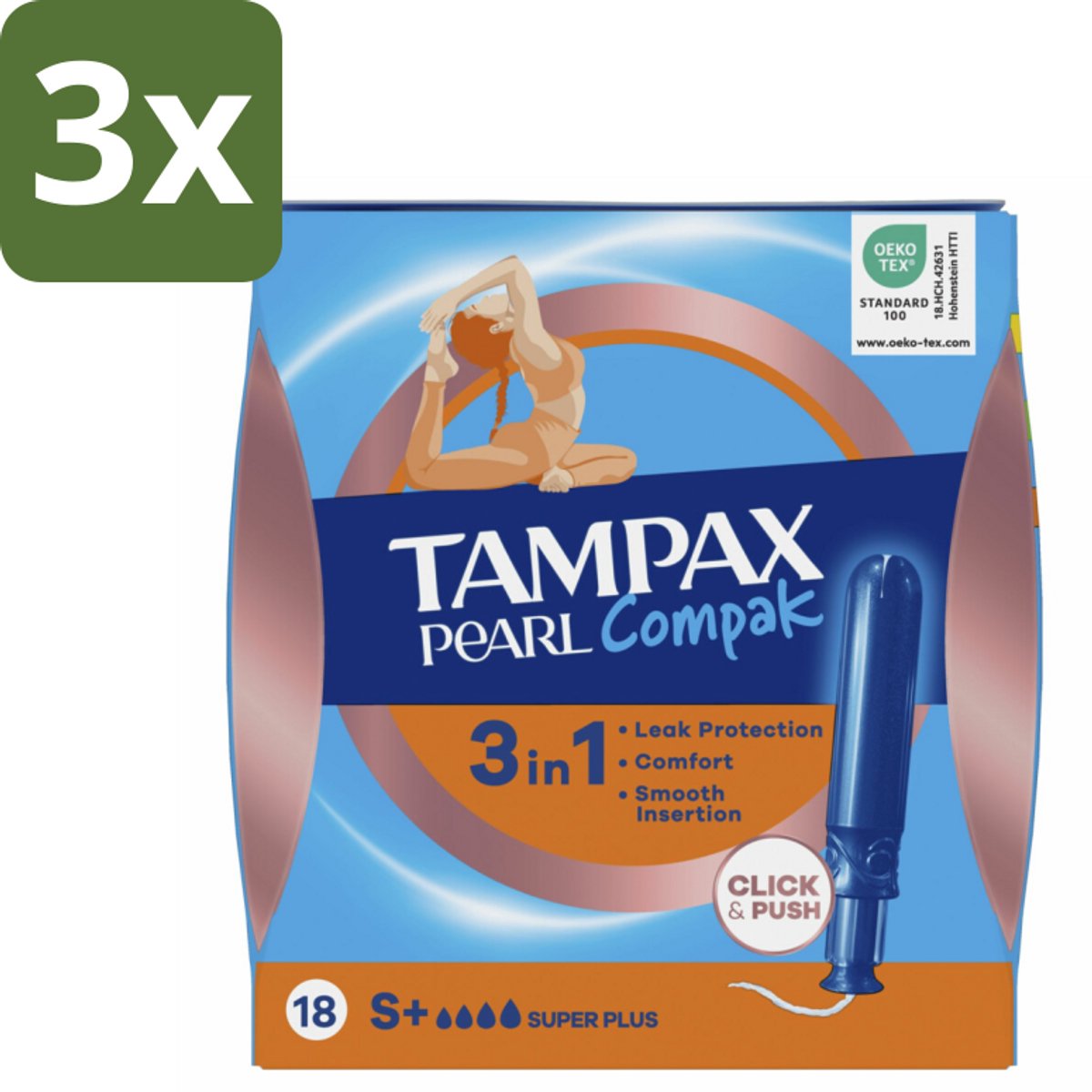 3 x Tampax – Tampons – Pearl Compak Super Plus met Inbrenghuls – 18 Tampons - Koffie - Koffiezetapparaat - Koffiezetapparaat