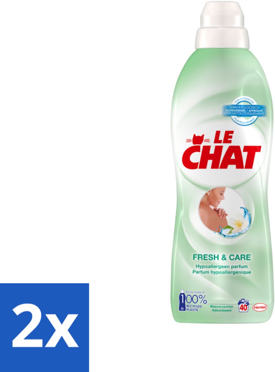 2 x Le Chat – Wasverzachter – Fresh & Care – 880 ml - Wasverzachter - Frisheid - Zachte Was - Antistatisch - Textiel Verzorging