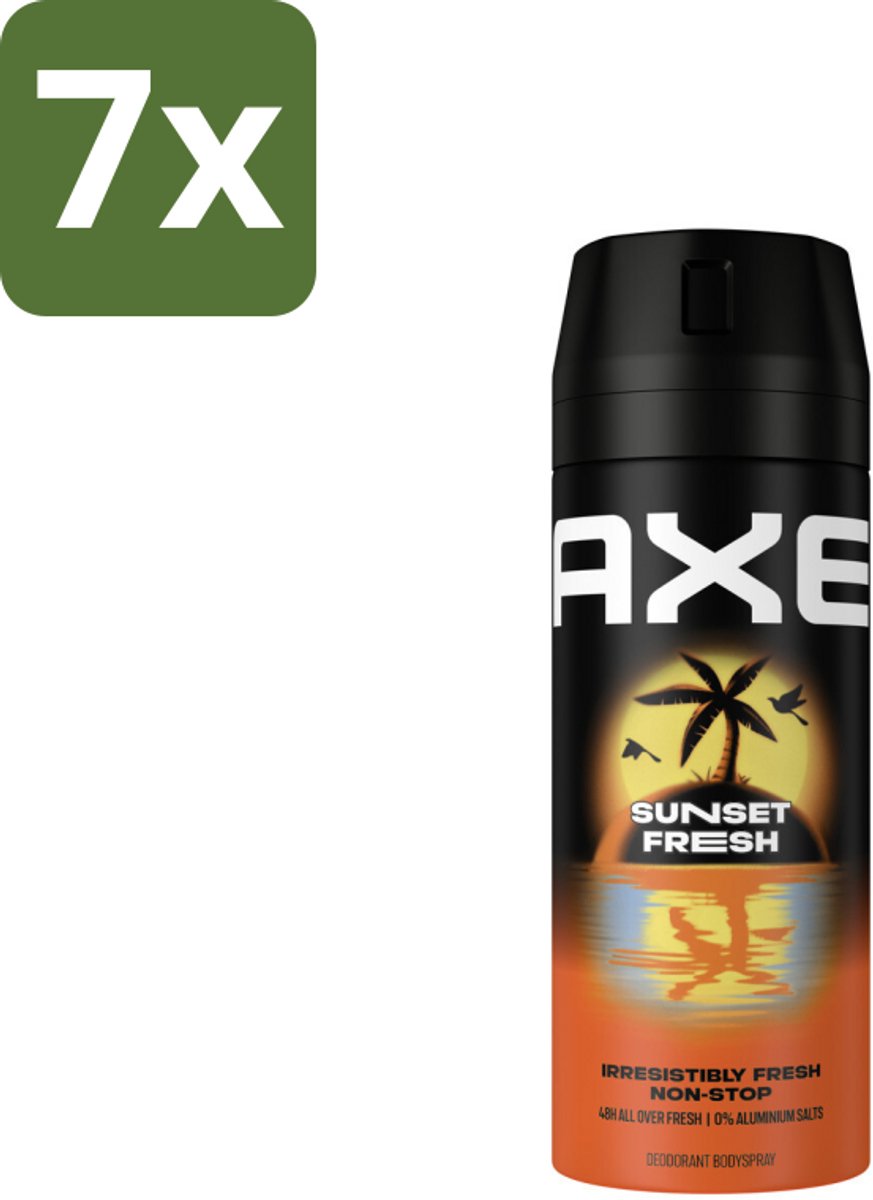 7 x Axe – Deodorant – Sunset Fresh – 150 ml - Axe Sunset Fresh Bodyspray - Frisse Bodyspray - Zink-zap Technologie - Anti-geur - Citrusgeur