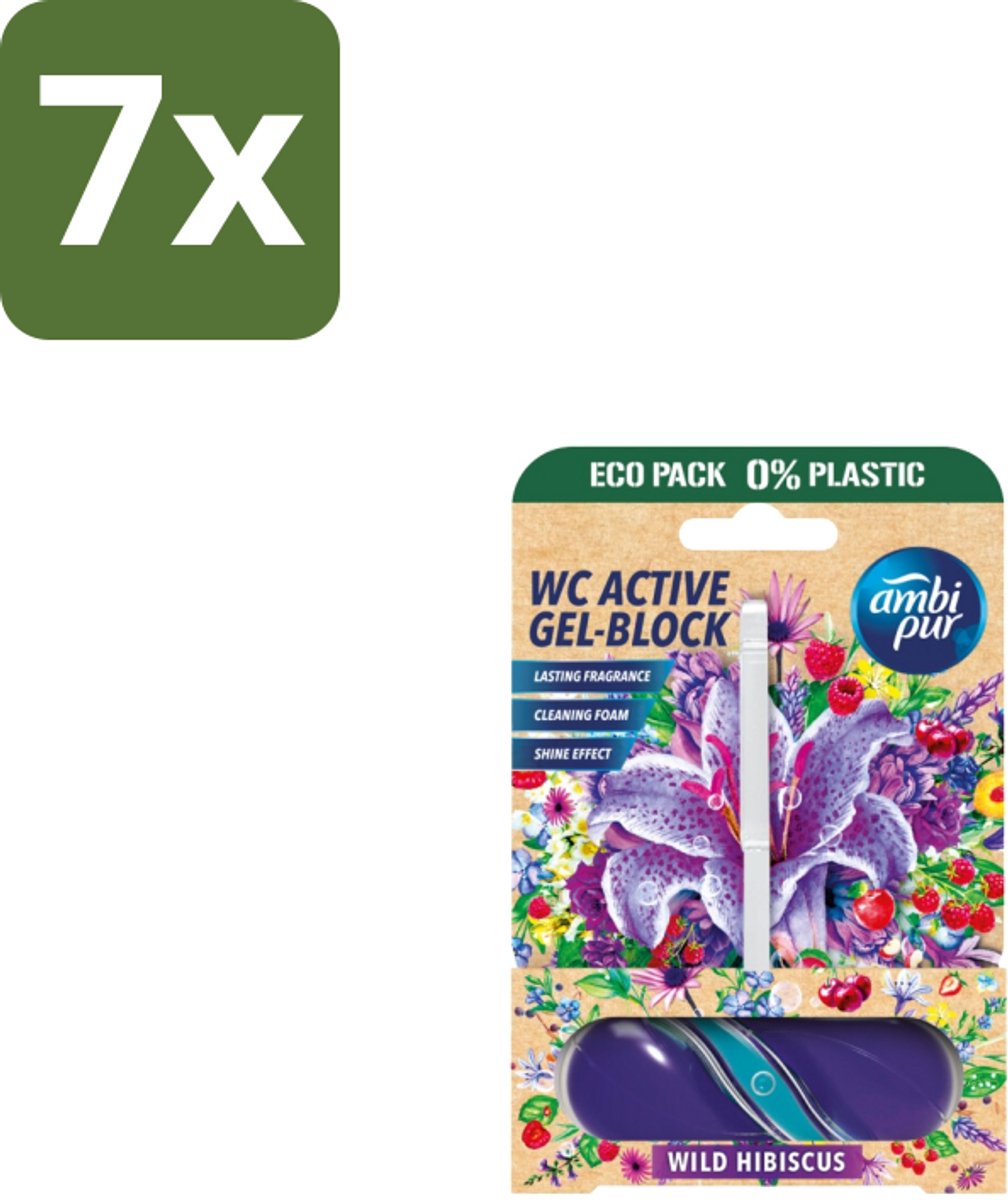 7 x Ambi Pur – Toiletblok – Wild Hibiscus – 45 g - Toiletblok - Toiletverfrisser - Geur In Toilet - Fris Toilet - Kalkaanslag Voorkomen