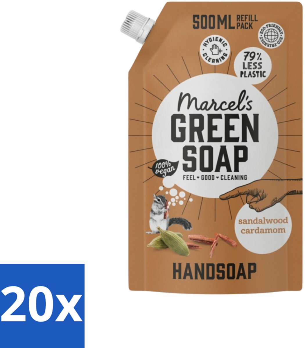 20 x Marcel’s Green Soap – Allesreiniger Navulling – Sandelhout & Kardemom – 500 ml - Koffiezetapparaat