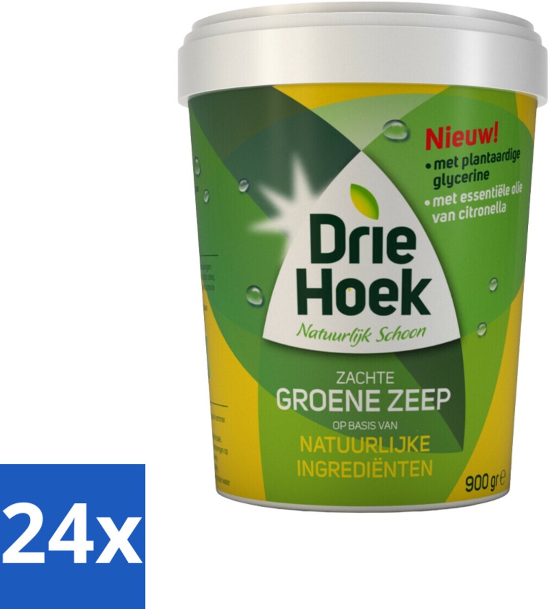 24 x Driehoek – Zachte Zeep – Groene Zeep – 900 gr - Natuurlijke Zeep - Reinigingsmiddel - Hout Reinigen - Steen Reinigen - Textiel Reinigen
