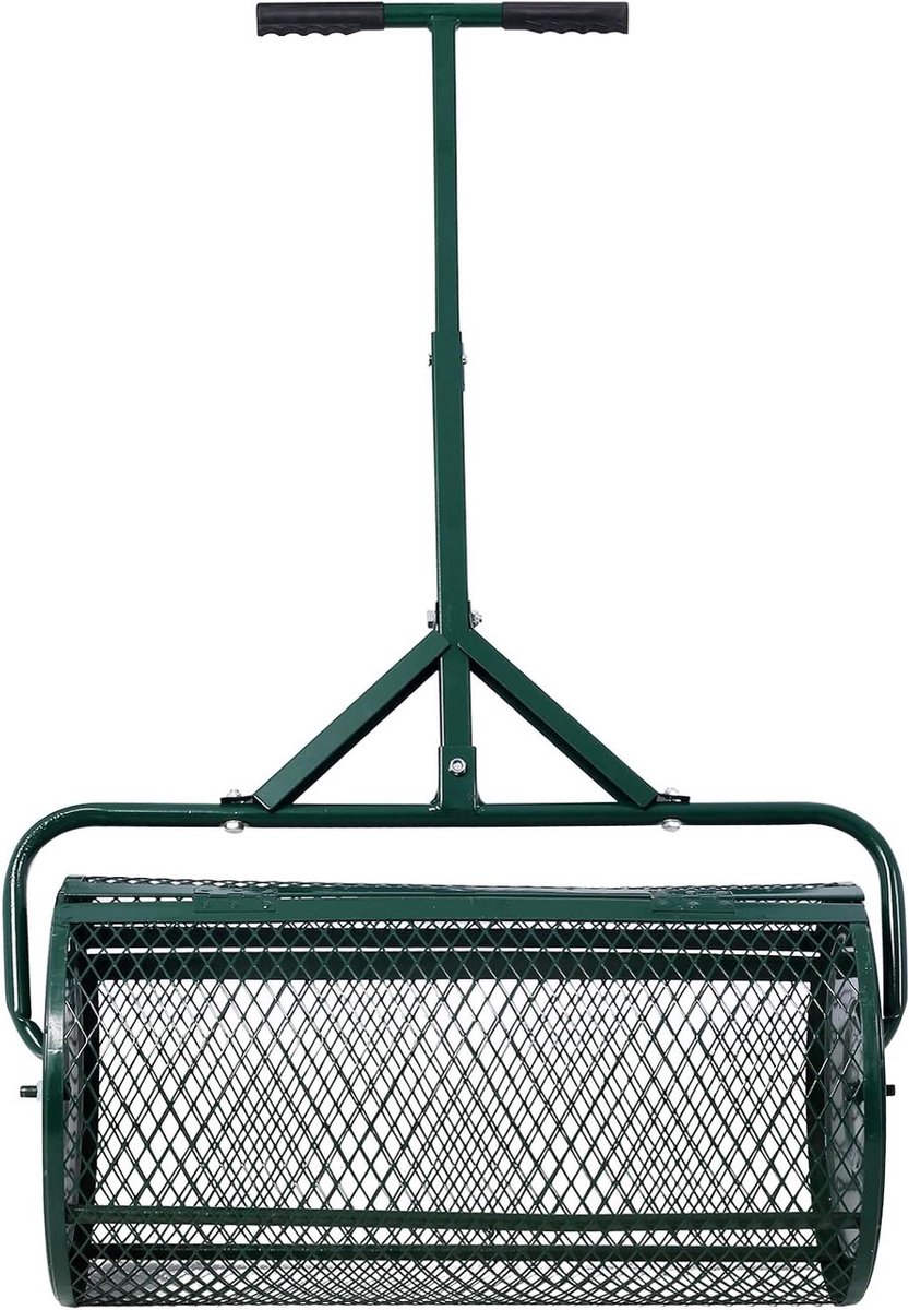 Compostverspreider Rol - Meststrooier Gazon - Tuinonderhoud Egaliseren - Grote Werkbreedte - 60 cm - Zwart