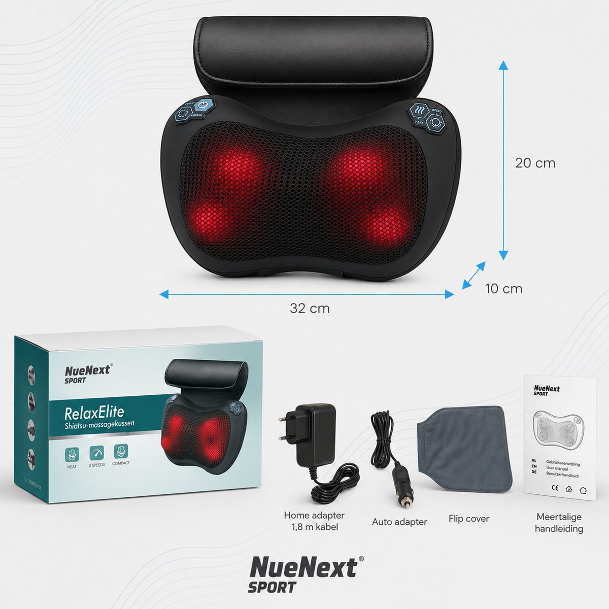 NueNext Shiatsu Nekmassage Apparatuur met Infrarood - afbeelding 3